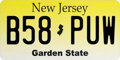 NJ license plate B58PUW