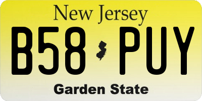 NJ license plate B58PUY