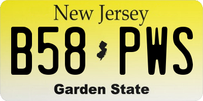 NJ license plate B58PWS