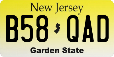 NJ license plate B58QAD