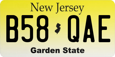 NJ license plate B58QAE