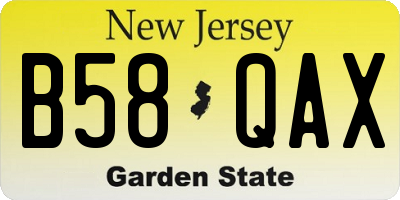 NJ license plate B58QAX