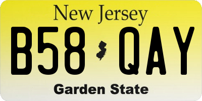 NJ license plate B58QAY