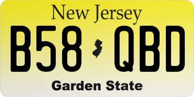 NJ license plate B58QBD