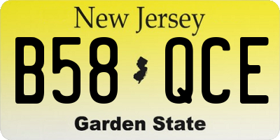 NJ license plate B58QCE