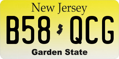 NJ license plate B58QCG