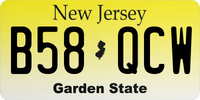 NJ license plate B58QCW