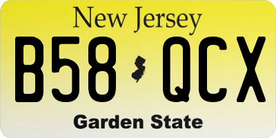NJ license plate B58QCX