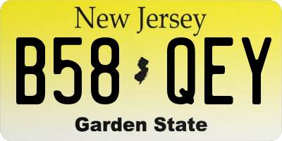 NJ license plate B58QEY