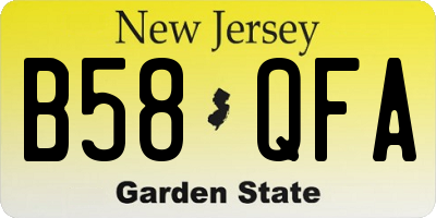 NJ license plate B58QFA