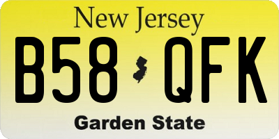 NJ license plate B58QFK