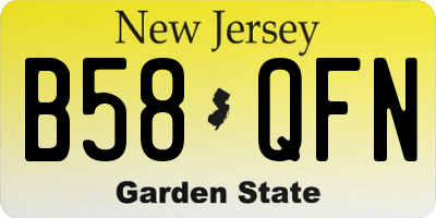 NJ license plate B58QFN