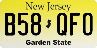 NJ license plate B58QFO