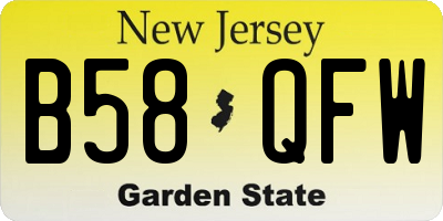 NJ license plate B58QFW