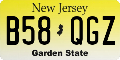 NJ license plate B58QGZ