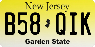 NJ license plate B58QIK