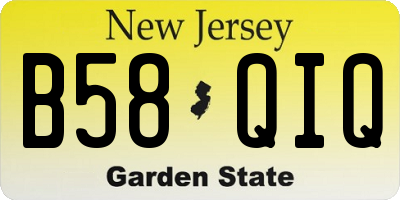 NJ license plate B58QIQ