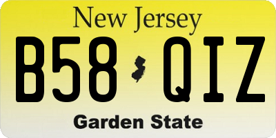 NJ license plate B58QIZ