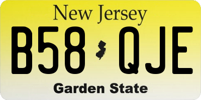 NJ license plate B58QJE