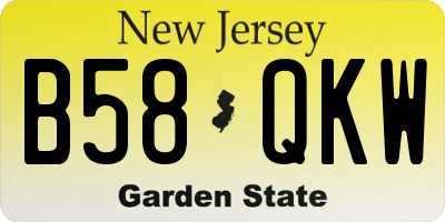 NJ license plate B58QKW