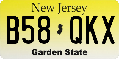 NJ license plate B58QKX