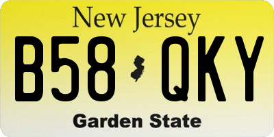 NJ license plate B58QKY