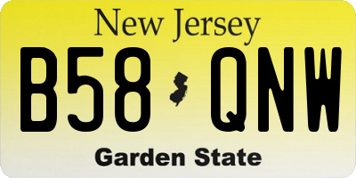 NJ license plate B58QNW