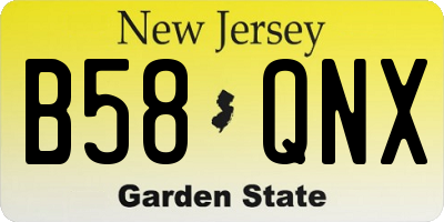 NJ license plate B58QNX