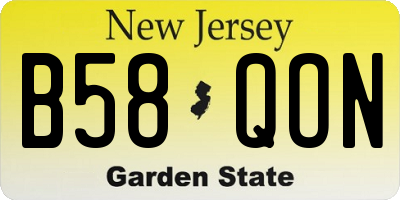 NJ license plate B58QON