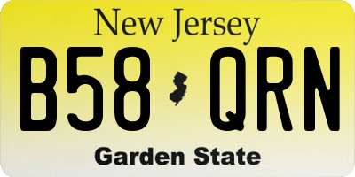 NJ license plate B58QRN