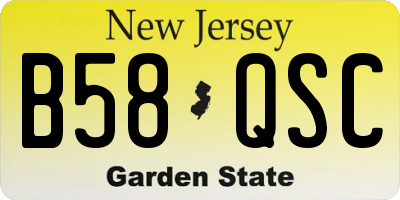 NJ license plate B58QSC