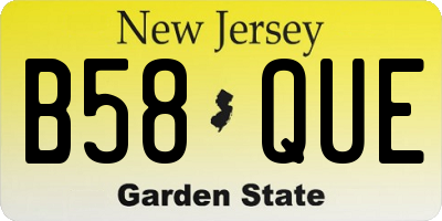 NJ license plate B58QUE