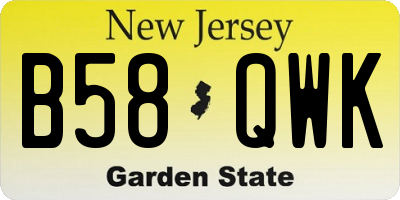 NJ license plate B58QWK