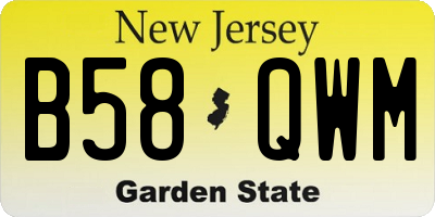 NJ license plate B58QWM