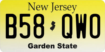 NJ license plate B58QWO