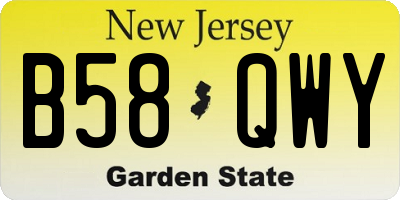 NJ license plate B58QWY