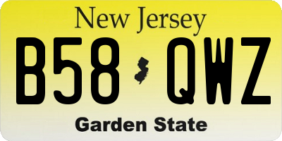 NJ license plate B58QWZ