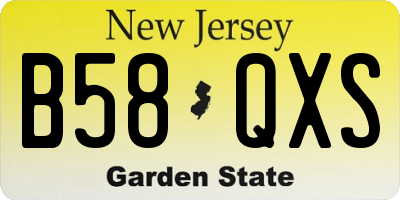 NJ license plate B58QXS