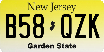 NJ license plate B58QZK