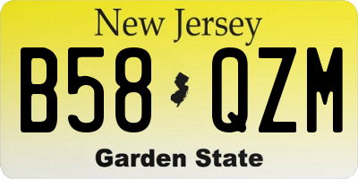 NJ license plate B58QZM