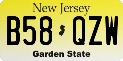 NJ license plate B58QZW