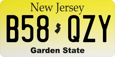 NJ license plate B58QZY