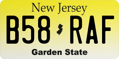NJ license plate B58RAF