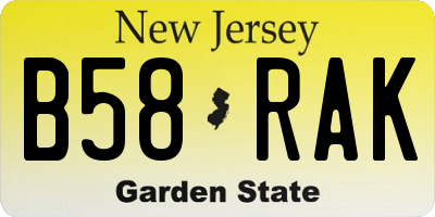 NJ license plate B58RAK