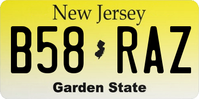 NJ license plate B58RAZ