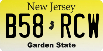 NJ license plate B58RCW