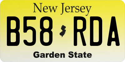 NJ license plate B58RDA