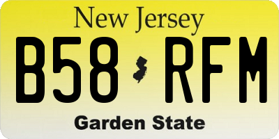 NJ license plate B58RFM