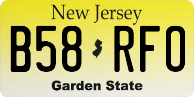 NJ license plate B58RFO