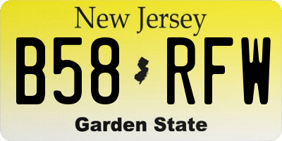 NJ license plate B58RFW
